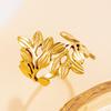 Versatile Open Leaf Ring for Women: 18K Gold-Plated Stainless Steel Index Finger Jewelry