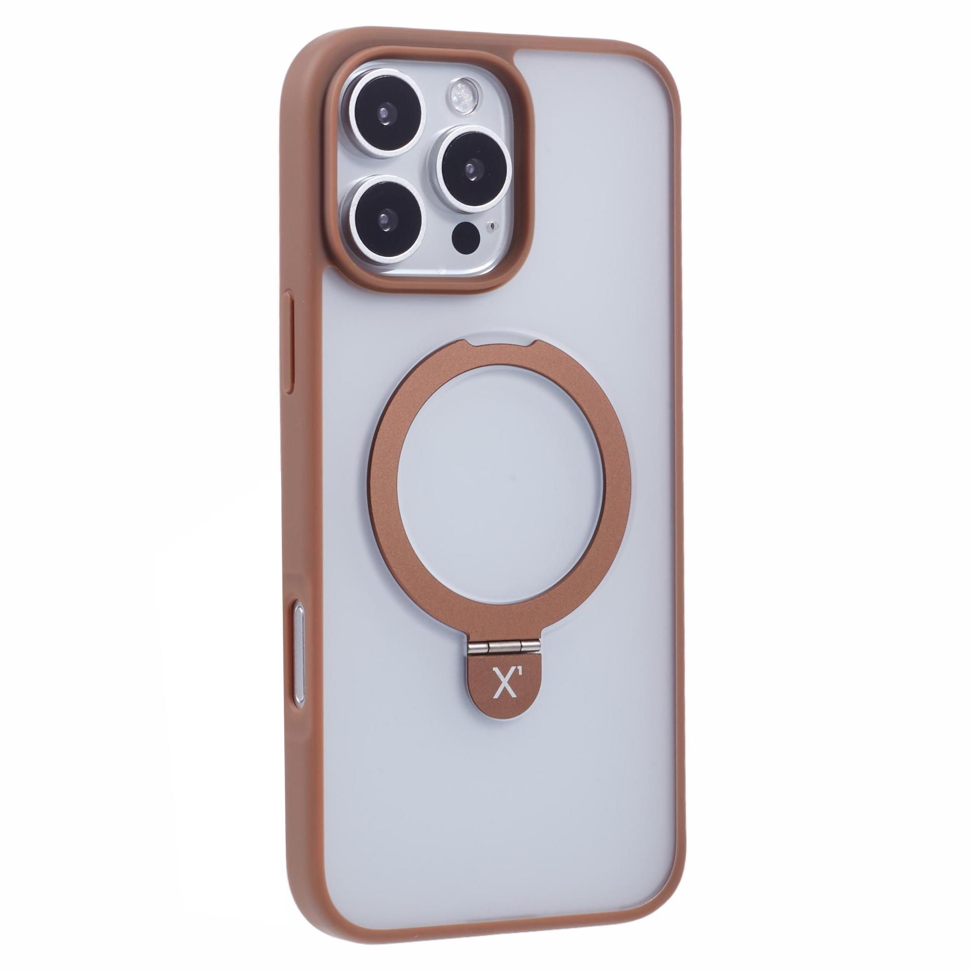X-LEVEL PITHY STONE II For iPhone 16 Pro Magnetic Case PC+TPU Back Cover Kickstand A