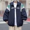 Men's Street Style Patchwork Stand Collar Jacket - Spring/Fall Sporty Hip Hop Outerwear