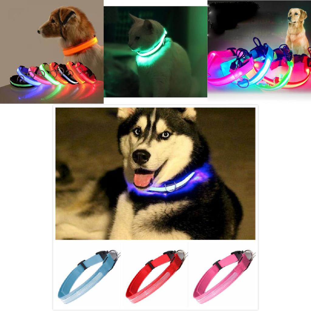 Adjustable Size Usb Rechargeable Led Pet Collar For Cats And Dogs Nylon Material