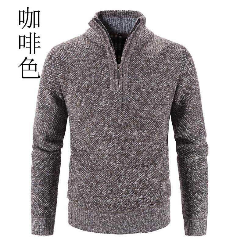 Men S Plus Size Fleece Half Zip High Neck Pullover Long Sleeve Knit Sweater