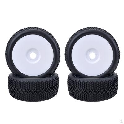 Set of 4 OD 4.4 Inch / 112mm Rubber RC Car Tires & Wheel Rims Foam Inserts 17mm Hub