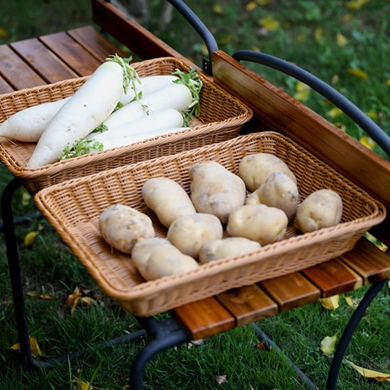Rattan Aufbewahrungskorb Brotkorb Tisch Lebensmittel Aufbewahrungskorb Zuhause Gewebter Aufbewahrungskorb Tabletts Obst Servier Tischplatte Präsentiertablett