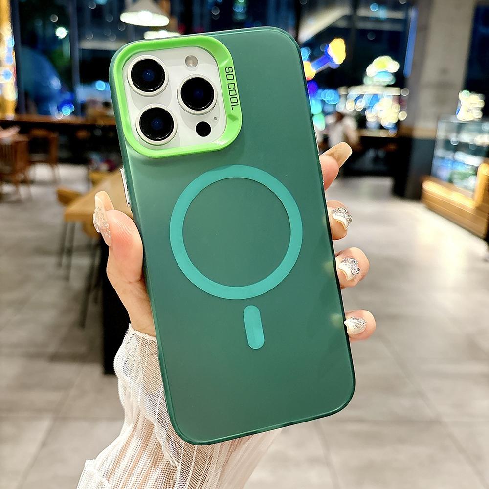 

Матовый цветной серебристый магнитный чехол для телефона iPhone 11 12 13 14 15 16 Samsung S20FE S21 S22 S23 S24 S25 TPU мягкий силиконовый противоударный жесткий чехол Samsung S24 5G зелёный