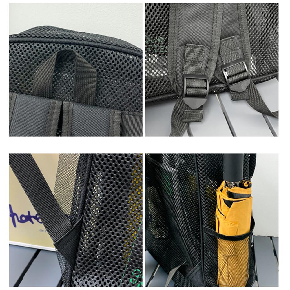 Large Mesh Backpack See Through Mesh Backpack Breathable Mesh Bookbag with Comfort Straps Heavy Duty for Commuting Swimming