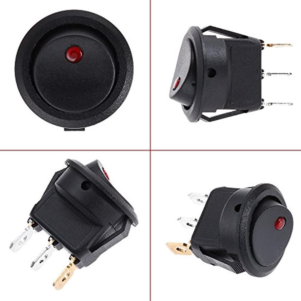 10 Pieces Toggle Switch Dc 12 V 20 A; Car Boot / Truck Trailer Illuminated Round Switch / Rocker Button With 5-Colour Led Dot-Light.