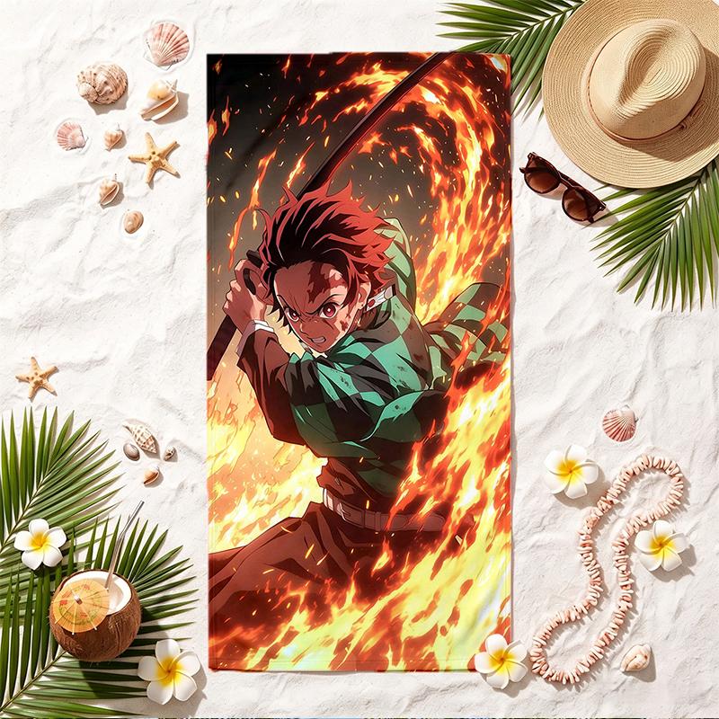 Tanjiro Soft Beach Towel Stylish Beach Pool Towel for Summer Seaside Vacation Travel