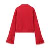 Women Solid Knit Cardigan With Faux Fur Trim Long Sleeve