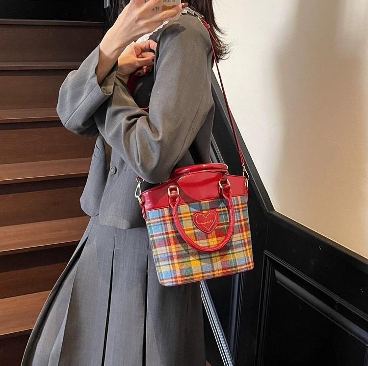 Splicing Fashion Checkered Pattern Women Casual Shoulder Bag For Daily Use