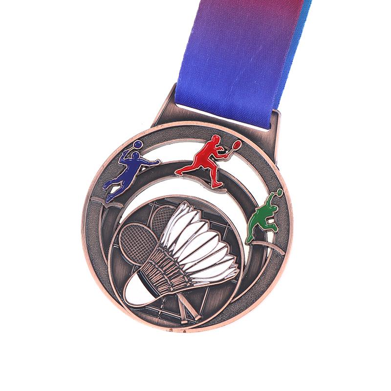 1Pc Metal Badminton Award Medals With Neck Ribbon Gold Silver Bronze Prizes Award Medal For Kids Sports Competition Games