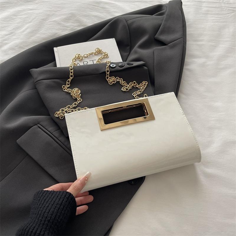 2026 Summer Lacquer Leather Women's Square Gold PU Banquet Bag Fashion Classic Large Capacity Storage Single Shoulder Chain Bag