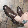 Men Thick Soled Loafers Shoes Leather Dress Shoes Men Outdoor Walking Shoes Comfortable Men Party Wedding Office Large Size Shoe