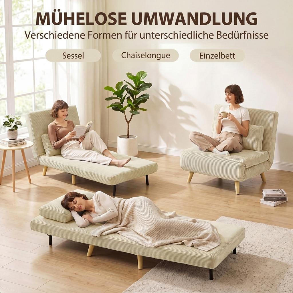 Schlafsessel 3 in 1 Schlafsofa with bed function, 90x190cm Beige