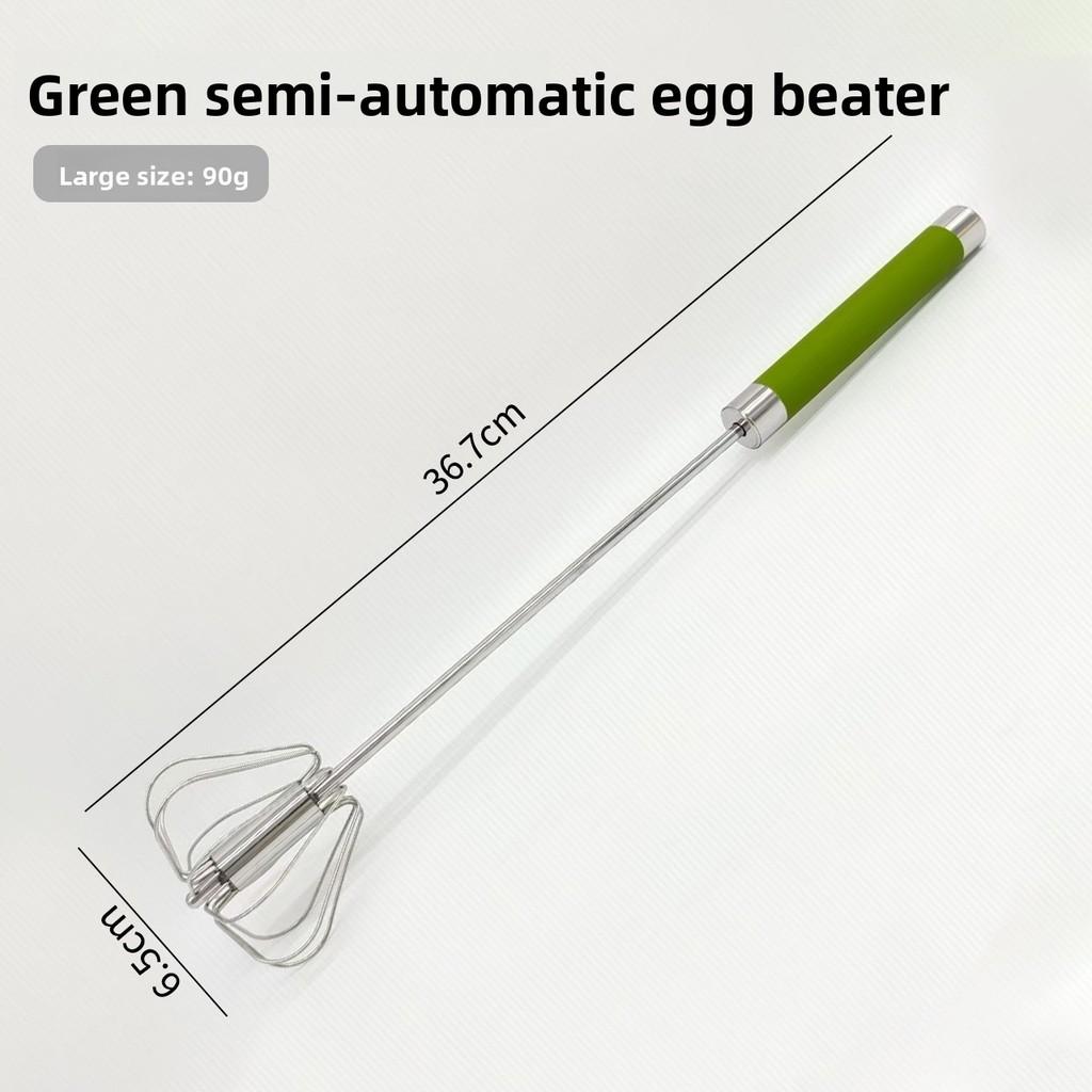 Stainless Steel Handheld Egg Beater With Rotating Whisk For Baking And Cooking