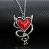 Heart Shaped Alloy Necklace With Red Oil Drop Pendant For Halloween Cosplay And Casual Wear