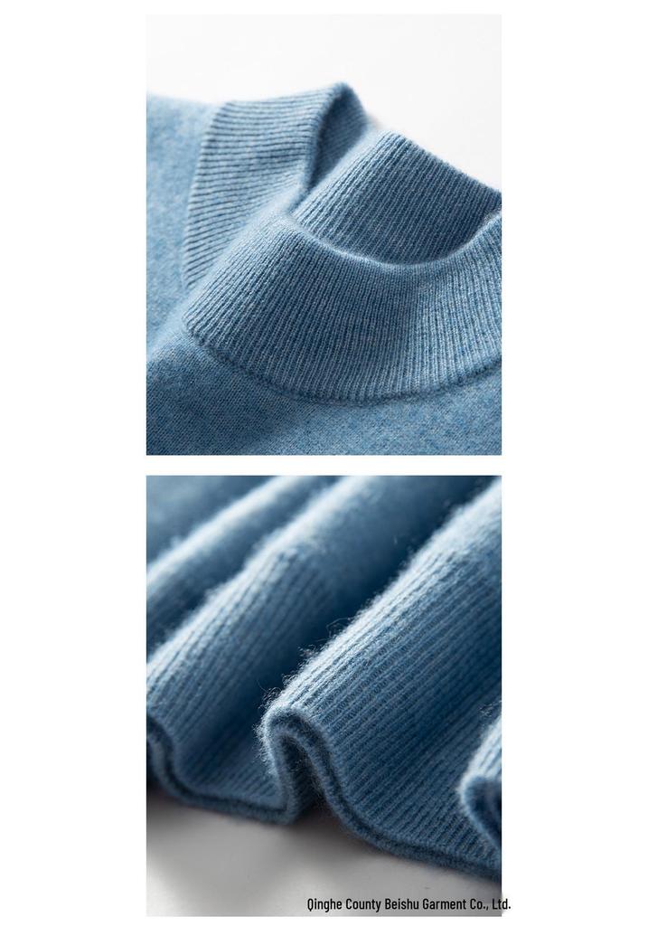 Men's Autumn Winter Cashmere Half-High Neck Knit Sweater
