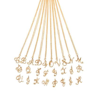 Elegant 26-Letter Uppercase Pendant Necklace: Simple and Fashionable European-American Clavicle Chain with Niche Design