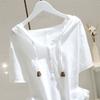 Thin Henley Shirt Hoodie Loose Fit Pullover Tops Fashion Hooded Short Sleeve T-Shirt  Women