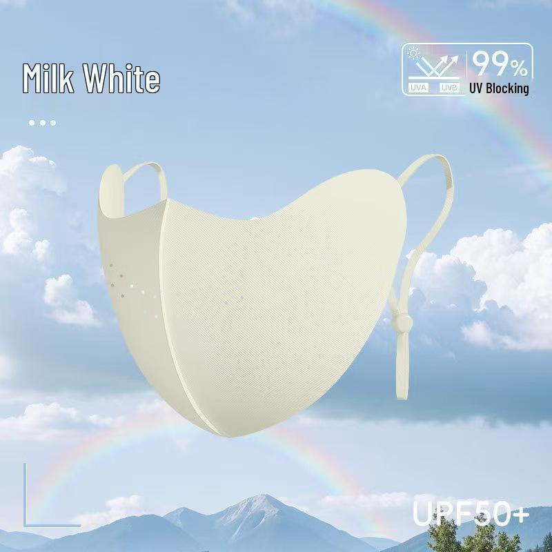 

Дышащая маска для лица с защитой от солнца UPF50+ с регулируемыми ушными петлями для езды на велосипеде на открытом воздухе, весенне-летняя 3D-дизайн из ледяного шелка грязно-белый