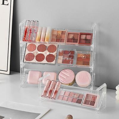 Clear Multilayer Cosmetic Storage Rack Home Accessory for Vanities Desk Sturdy Plastic Makeup Organizers Household Use