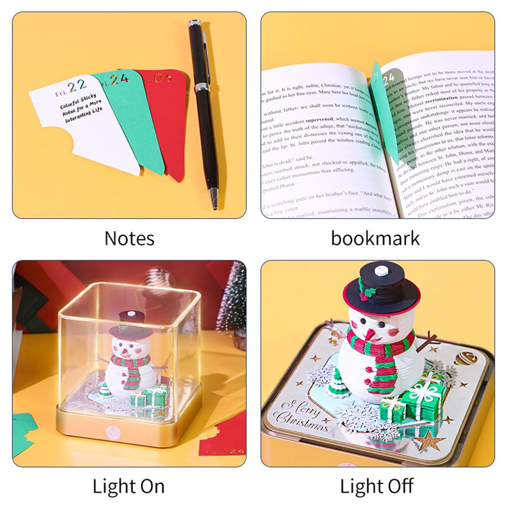 3D Notepad Tear Away Paper Carving Art Snowman 3D Memo Pad with 2026 Calendar for Birthday Xmas Present 3D Paper Carving Notepad