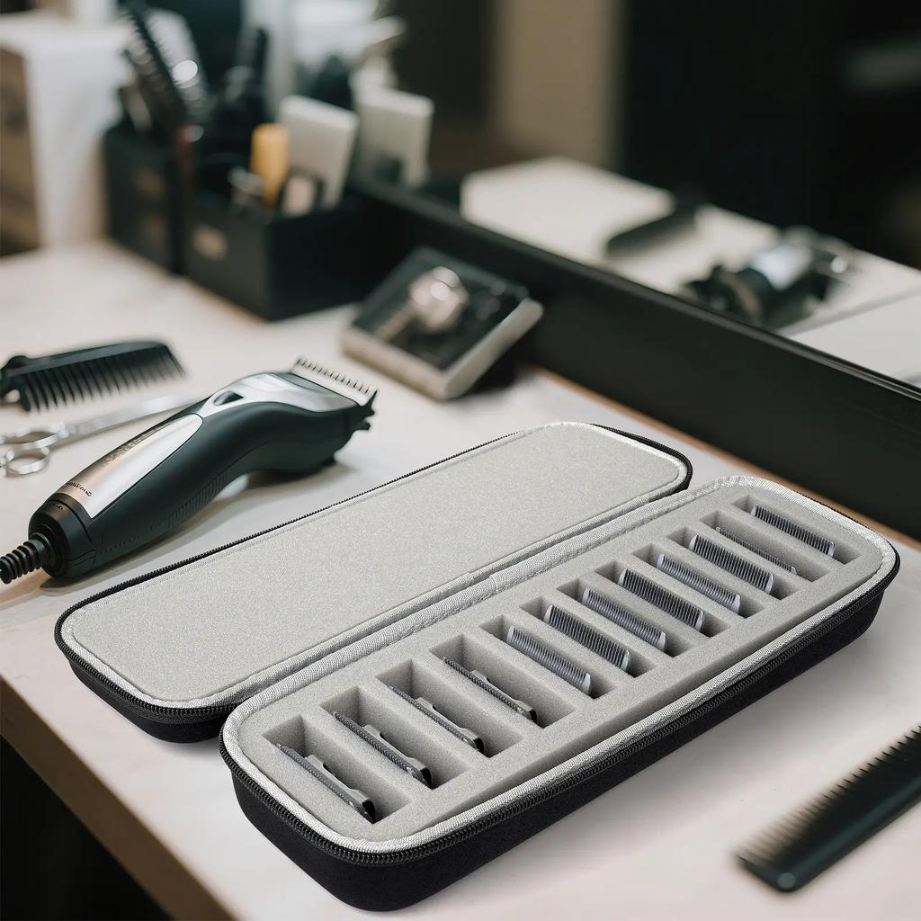 1pc Hard Shell Trimmer Blade Storage Case, Zippered Holder for 12 Blades & Grooming Tools, Saving Space, Organizer