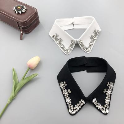 LHY Luxuriöser Abnehmbarer Falscher Kragen aus Perlen Hemd Accessoire Handgefertigt Strass Dekorativ Abnehmbar Bluse Mode Damen