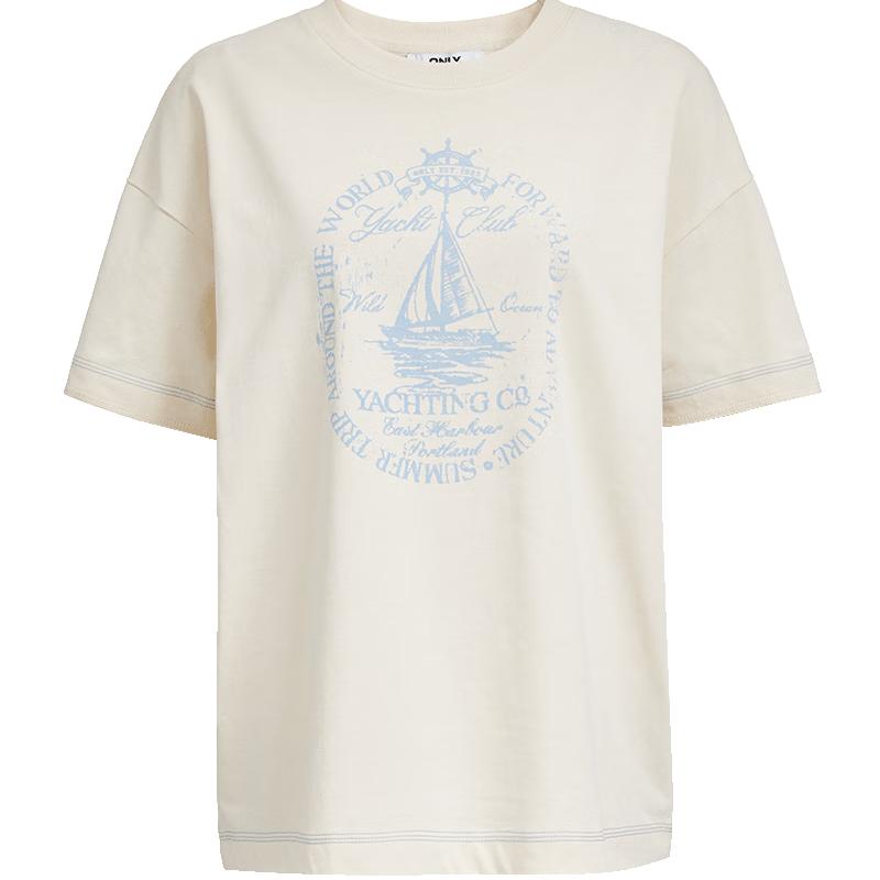 ONLY Women s 2025 Spring Exposed Stitch Letter Print T-Shirt