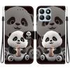 Handmade PU Leather Flip Case for Honor X8b Anti-Slip Shockproof Cover with Wrist Strap & Heart/Rose Cat Designs