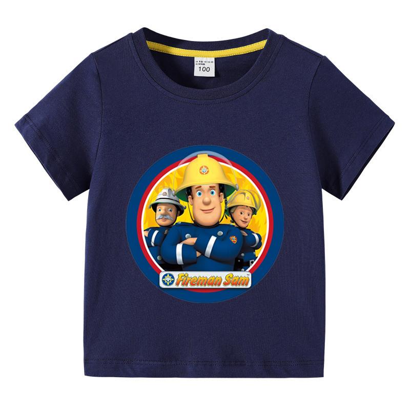 Cute and Fashionable Short-sleeve Top, Children's Fun Summer T-shirt, Children's Sam Firefighter Design T-shirt, Boys/girls