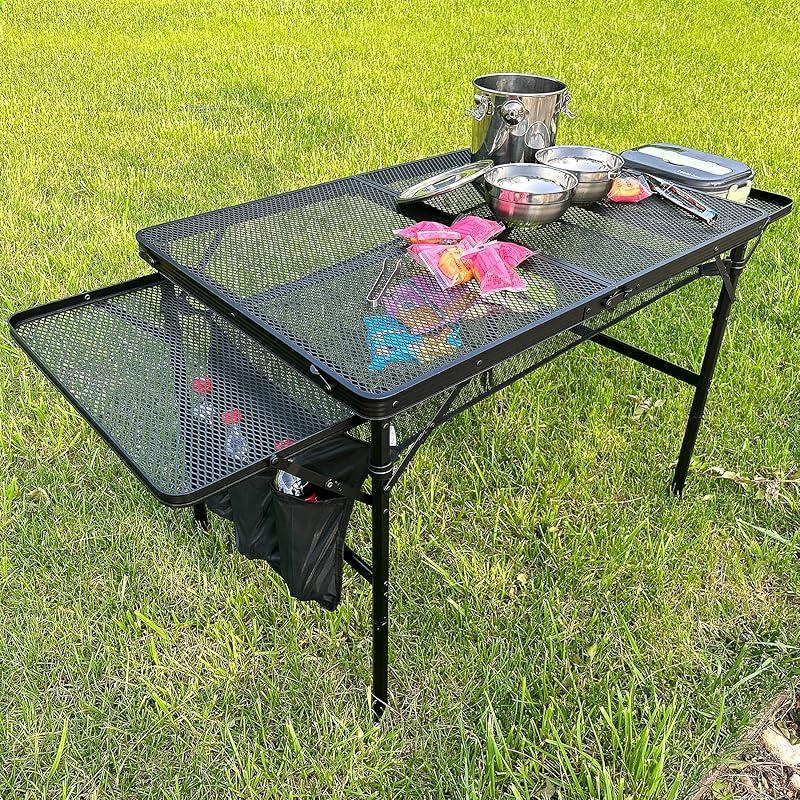 

складной походный стол с приставным столиком сетчатый стол большой размер низкий стол складной стол термостойкий [Сверхлегкий материал] Грузоподъемность 45 кг]