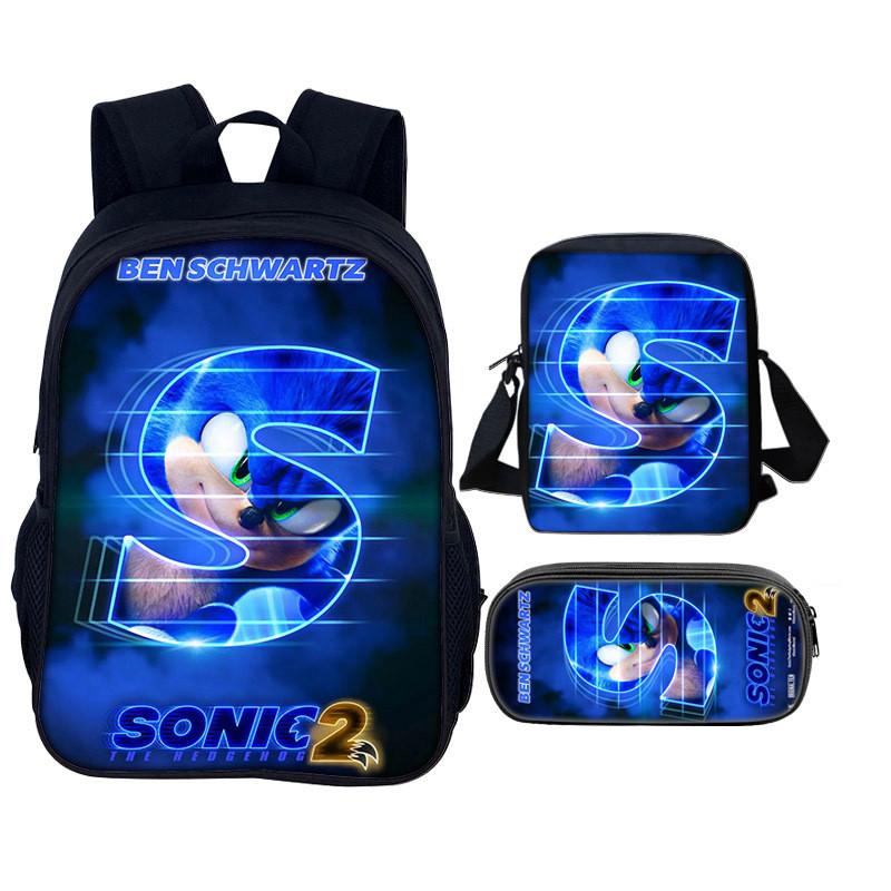 Sonic The Hedgehog 2 Book Bag Set With Waterresistant Polyester For School And Travel