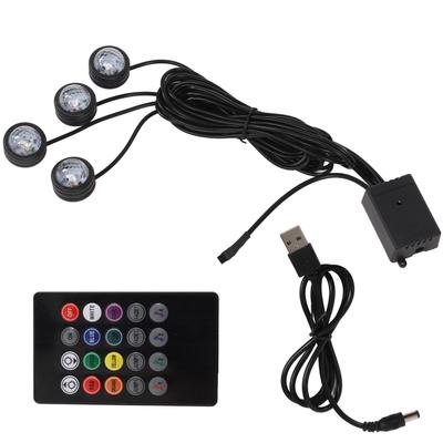 Car Interior Footwell Ambient Light RGB 7 Color RF Remote Sound Control for House Party Celebration