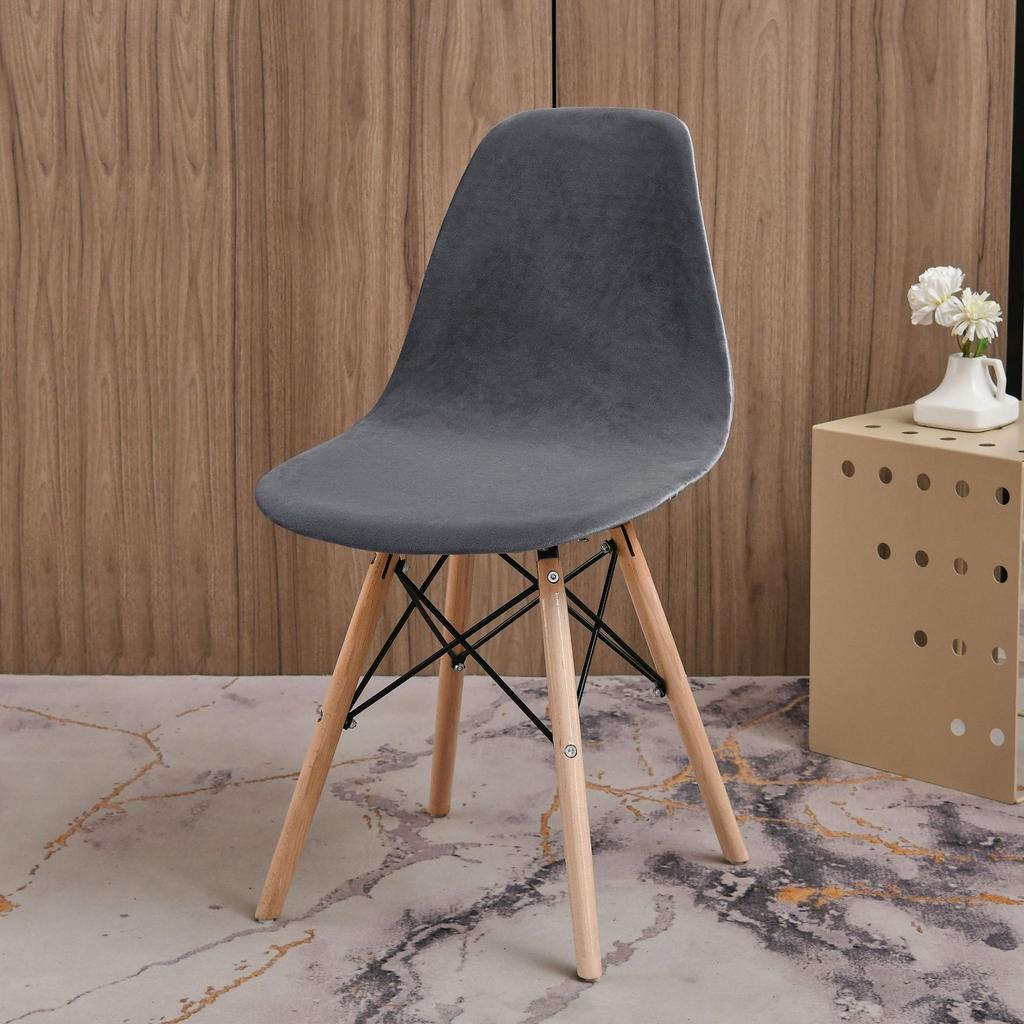 Velvet Shell Chair Cover Solid Color Stretch Nordic Round Chair Covers Elastic Dining Seat Cover Home Hotel Party Banquet 2025