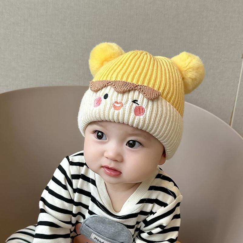 Baby Bobble Hat Cap Kids Pom Pom Beanies Caps Infant Bonnet Accessories For Baby Girls Boys 1-3Years