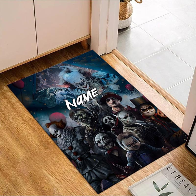Custom Name Halloween Horror Christmas Rug for Living Room, Game Rooms, Office, Bedroom, Floor Mat Playful Design, fan gifts Christmas decor
