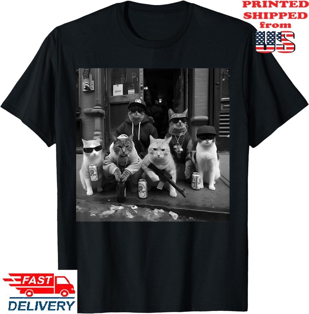 Funny Gangster Cats Street Design T-Shirt, Unisex Tee Unisex T-Shirt S