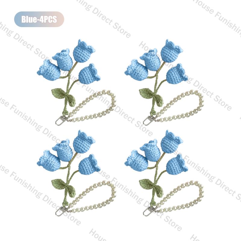 1-10PC Handmade Weaving Bag Pendant Lin Orchid Keyring Love Girl Pearl Chain Keychain Decoration Car Pendant Diy Bag Accessories