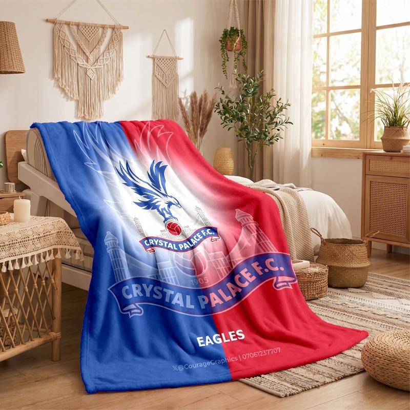 Couverture Flottante en Flanelle Imprimée Football Crystal Palace Douce et Chaude Couverture Jetée pour Canapé Lit Bureau Maison Chambre à Coucher