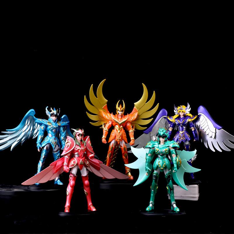 19cm Anime sacred Saint Seiya Figure Phoenix Ikki Hyoga Seiya Shiryu Standing Figure Toy Collection Decoration Japanese Dolls