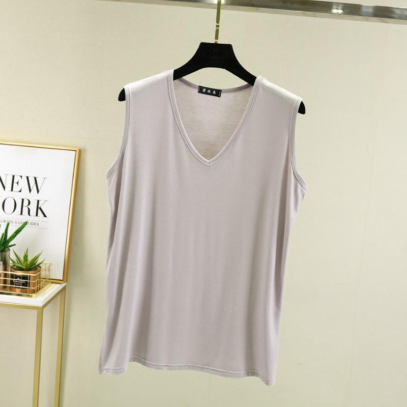 

Модал жилет женский летний свободный без рукавов V-образный вырез майка больших размеров топ-комбинезон утягивающий L