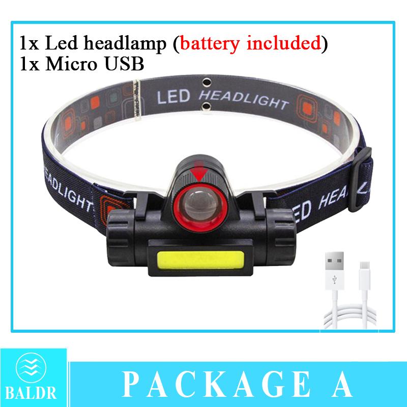 Q5+COB Mini Led Zoomble Headlamp Usb Rechargeable Portable Headlight 18650 Built-in Battery Outdoor Fishing Camping Head Lantern