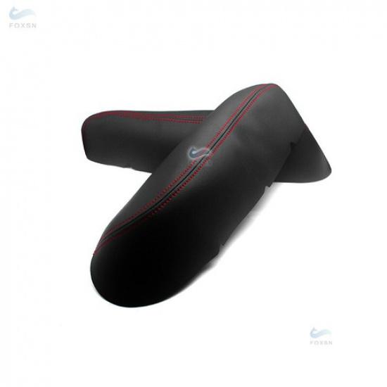 2*Front Door Armrest Panel BLACK Leather+Red Cover For Honda Ridgeline 2009-2014