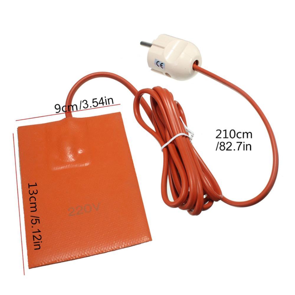 

220V Heating Pad 250W Self-Adhesive Backing 9*13CM Thermostatic Switch Rapid Heating SiliconeFuel Tank Engine Fuel Tank Heating