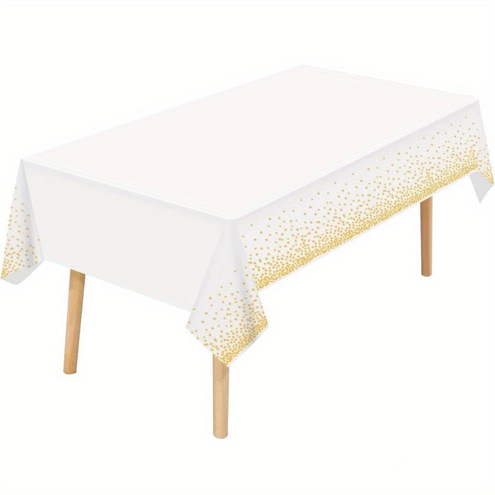 1PC Tovaglie Bianche Usa E Getta 137x274 Cm Tovaglie Rettangolari Impermeabili Con Punti Dorati Per Decorazioni Per Feste Di Compleanno, Matrimoni