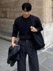 BJ Men's Lightly Mature Solid Color Knit Pullover Sweater - Winter Warm, Loose Fit, Korean Style Commute Outfit