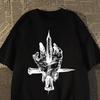 2026 New American Spoof Creative Cross Hip Hop Dark Print Mens and Womens Short Sleeve Loose Plus Size Crew Neck TShirts
