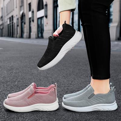 Women's Knitted Mesh Sneakers Breathable Slip On Running Shoes Casual Comfortable Jogging Walking Shoes for Women Lightweight Dress Loafer Shoes