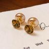 Luxury Champagne-Colored Pearl Square  Earrings Women'S Personalized Two-Wear Style Earrings  Jewelry Gifts