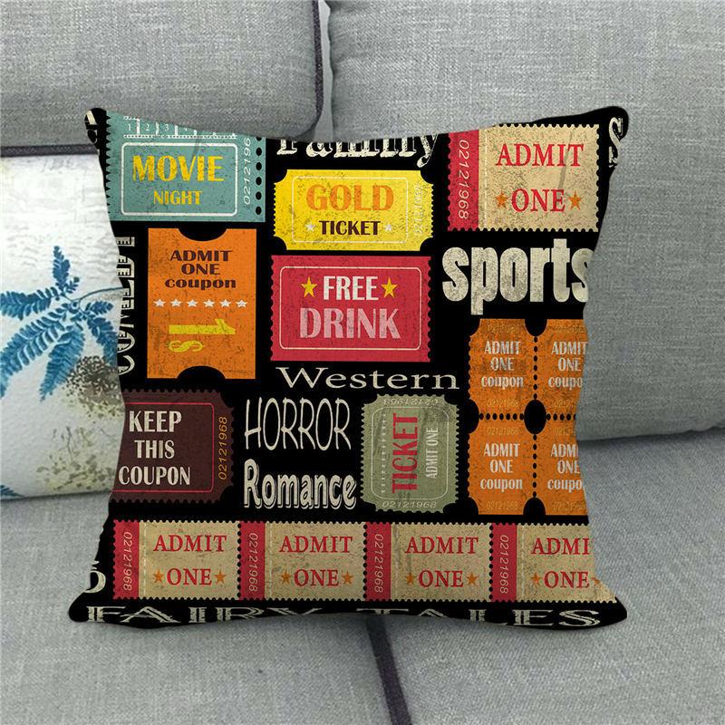 Home Decor Movie Themed Clapperboard Pattern Pillowcase Pattern Cushion Cover Suitable for Sofa Bedroom Car Pillow Cover